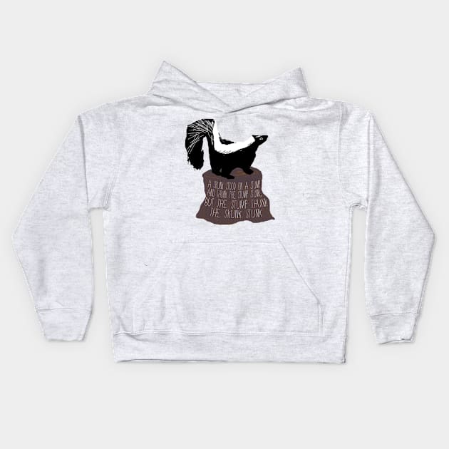 Skunk Tongue Twister Kids Hoodie by ahadden